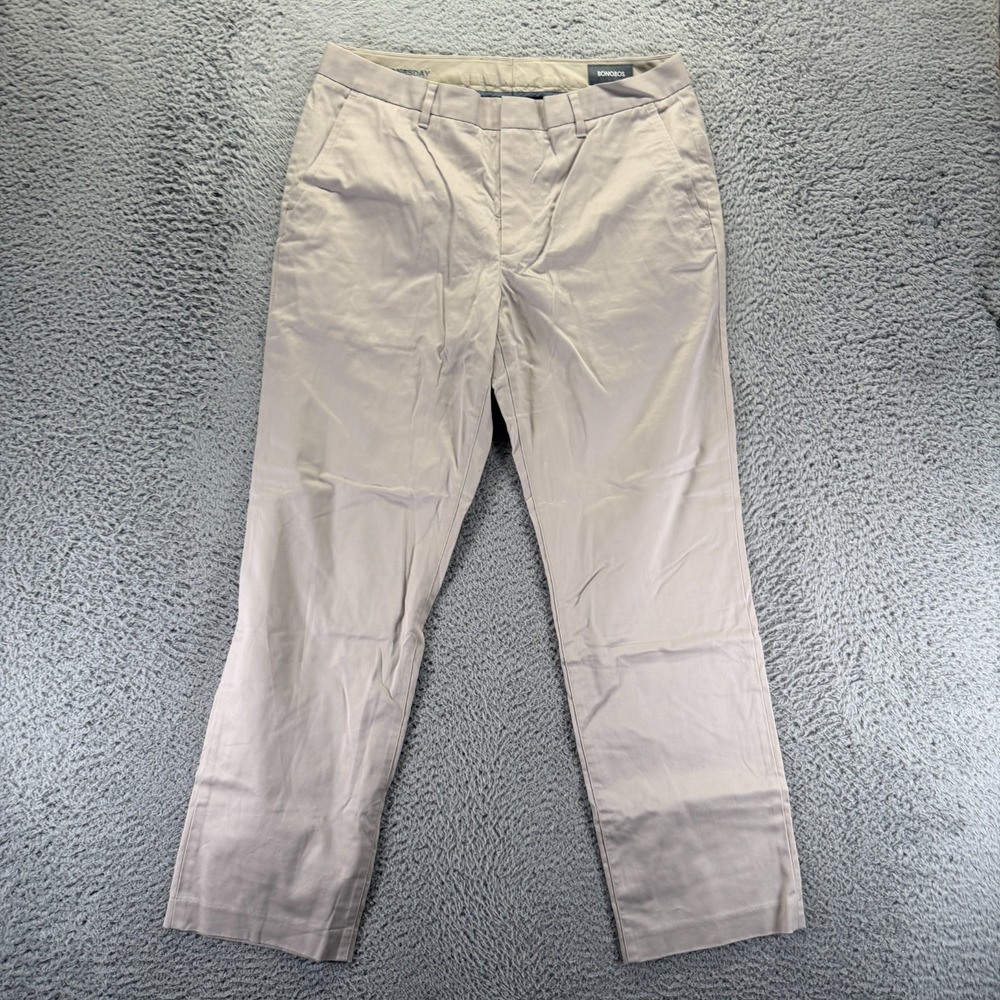 Bonobos Weekday Warrior Pant Mens 34x30 Beige Cotton Dress Straight Leg Stretch